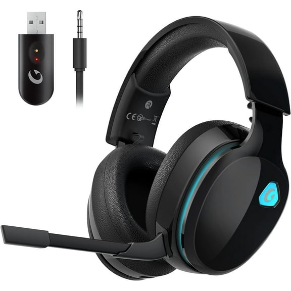 2.4GHz Wireless Gaming Headphones for PS5, PS4 Fortnite & Call of Duty/FPS Gamers, PC, Nintendo Switch, Bluetooth 5.3 Gaming Headset with Noise Canceling Mic, Stereo Sound, 40 Hr Battery -Black
