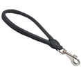 thumbnail image 2 of Round Genuine Rolled Leather Dog Short Traffic Leash 13" Long 1/2" Diam Lead (Black), 2 of 2