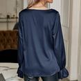 thumbnail image 5 of OKBOP Long Sleeve Tops for Women,Plus Size Casual Loose Solid Satin Pullover Collar T-Shirt Short Sleeve Blouses for Women Custom Shirt, 5 of 7