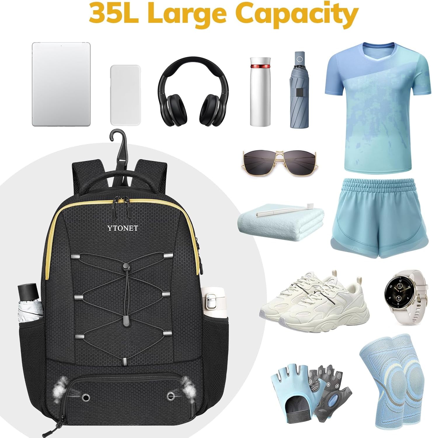 Gym Backpack for Men Women Gym Bag for Women with Shoe Compartment, Tennis Bag 6 Rackets Large Tennis Racket Bag for Men