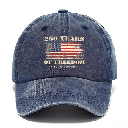 250 Anniversary USA Hat 250th Ripped Denim Cap 250 Anniversary USA Flag Independence Day Washed Hat Baseball Cap for Men Women Navy