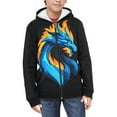 thumbnail image 3 of Chaqlin Blue Dragon Flame Boys Casual Zip Up Jacket Hooded Long Sleeve with Pockets Lightweight Sporty Top Kids Size 8-10, 3 of 6