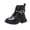 Black, variant on Babcutegg Girls Short Leather Boots Lace Up Adjustable Strap Low Heel Round Toe Shoes Fall Winter Casual Martin Boots Black Size 11.5 Little Kid