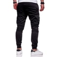 thumbnail image 3 of Men's Casual Loose Drawstring Pants Solid Color Long Harem Trousers with Pockets for Daily Wear and Relaxation Black M, 3 of 4
