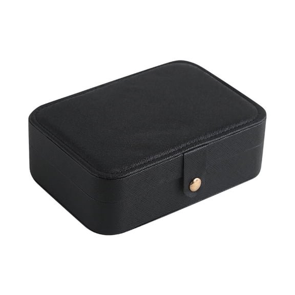 CSCHome Travel Jewelry Box, Jewelry Organizer, 2 Layer Cosmetic Box, PU Leather Mini Portable Jewerly Display Box--Black