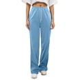 thumbnail image 2 of HOWPAY Baggy Sweatpants Girls Elastic Waist Open Bottom Wide Leg Lounge Sweat Pants with Pockets Solid Color Loose Jogger Track Pants Blue, 2 of 9