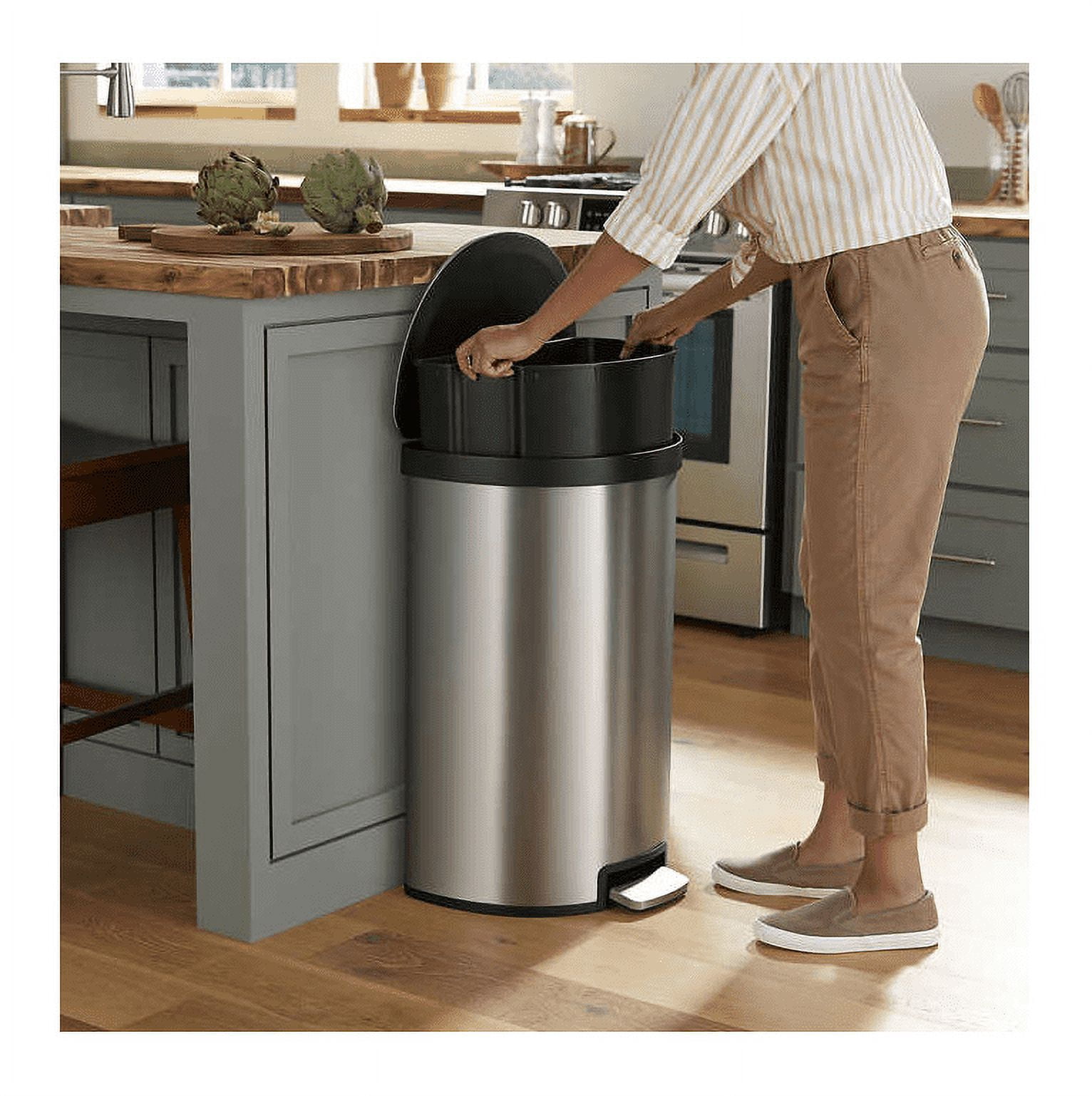 Kohler 45L Semi-Round Step Trash Can, Stainless Steel