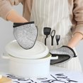 thumbnail image 6 of Pofeuu Silver Mosaic Print Thickened Mini Silicone Oven Mitts Heat Resistant, Rubber Oven Mitt Gloves, Finger Pinch Grips, Pot Holder, Silicone Potholder, 6 of 7