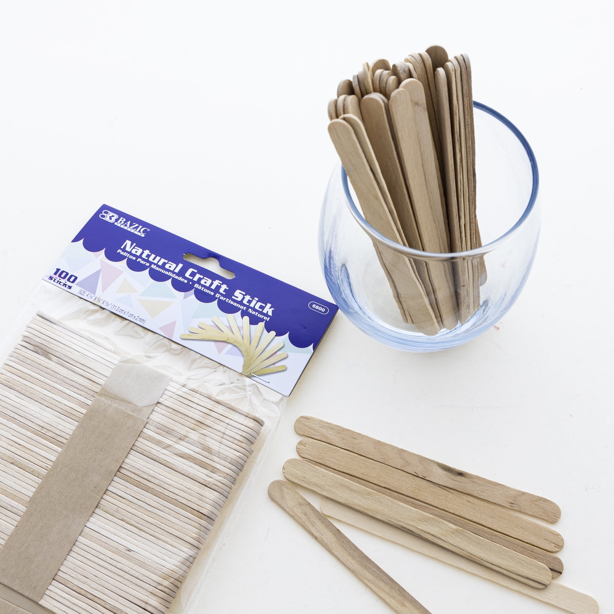Jumbo Natural Color Wooden Craft Sticks Unpacked
