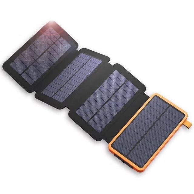 Cargador solar Power Bank - Cargador de teléfono solar 8000mAh Paquete de batería externa de carga rápida con 4 paneles solares portátiles
