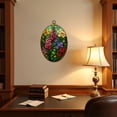 thumbnail image 4 of Canvas Wall Art Decorative Flower Vine Stained Glass Window Film Oval Framed Canvas Prints Vintage Wall Hanging Decor for Home Decorations 8.6"x11.4", 4 of 7