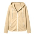 thumbnail image 2 of Bosfbaoi Zip Up Hoodies for Women Contrast Zipper Drawstring Hood Long Sleeve Womens Jacket Loose Casual Sweatshirt with Side Pockets, 2 of 7