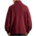 thumbnail image 5 of Xdegoge Mens Cardigans Button Down Stand Collar Thick Chunky Cable Knit Sweaters with Pockets Winter Warm Relaxed Fit Knitted Vintage Fall Coat M-4Xl, 5 of 9