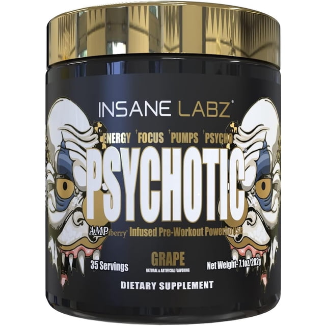 Psychotic Gold Sabor Grape 35 Servicios Pre Workout Insane Labz Psychotic, Pre entreno, Psychotic pre workout, Oxido Nitrico, prework, preworkout, oxido nitrico pre-entreno