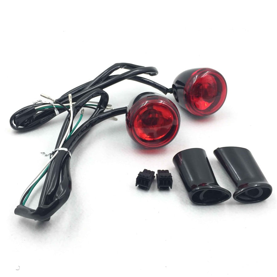 HTTMOTOR Motorcycle Heavy Billet Aluminum Rear Turn Signal Light Indicator Light Red lens With