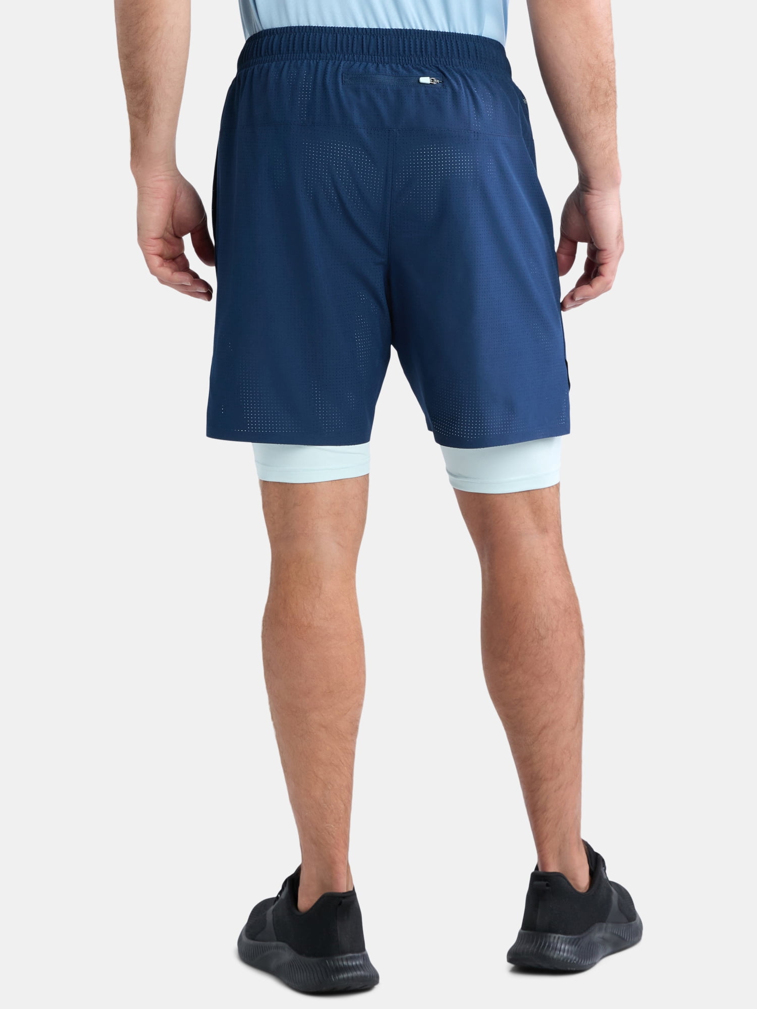Athletic Works Men's and Big Men's 2 In 1 Perforated Active Shorts, 7" Inseam, Sizes S-3XL