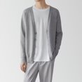 thumbnail image 4 of Suéter de hombre, cárdigan informal de negocios, cuello en V, suéter de color sólido, abrigo, suéter de primavera y otoño para hombre, entrega de una pieza para hombre, 4 of 6