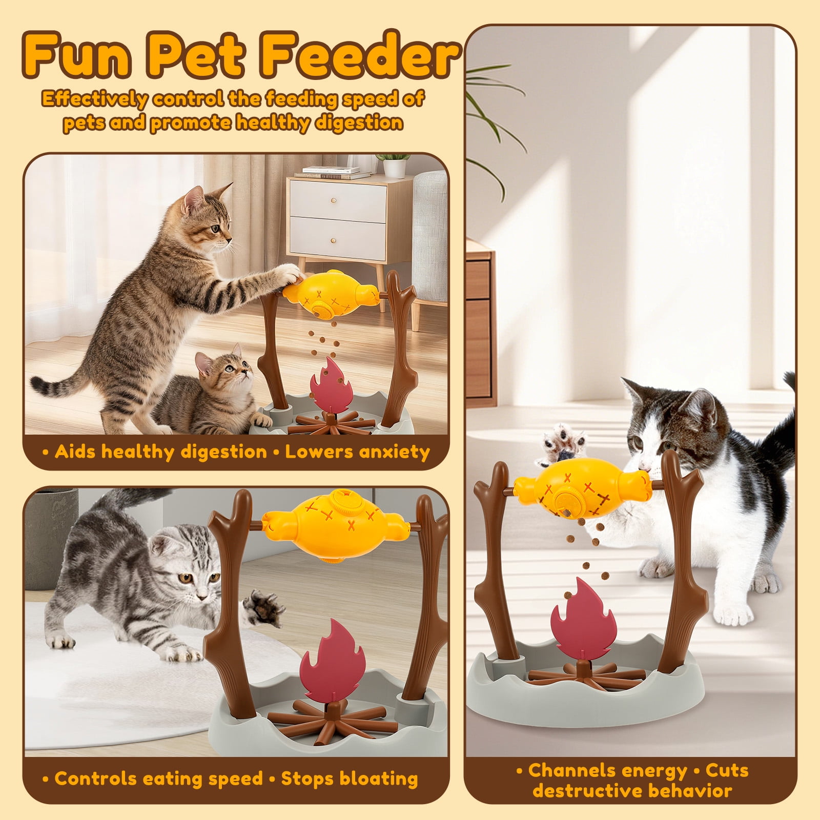 Cat Treat Dispensing Slow Feeder with 3 Dispensing Holes Interactive Cat Treat Dispenser Toy Enrichment Interactive Stimulation Toy for Kitten