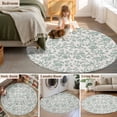 thumbnail image 6 of Pastoral Flower Washable Round Area Rug 5 ft, Turquoise Flower Farm Vintage Linen Texture , Soft Non Slip Rugs Stain Repellent Indoor Felt Carpet for Living Dining Room Bedroom Home Office, 6 of 9