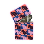 KuzmarK Pink Windproof Flip Top Lighter -  Black Percheron Draft Horse Pattern Art by Denise Every
