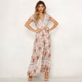 thumbnail image 2 of Vintage Clothing Women's Floral Maxi Dresses Boho Button Up Split Summer Casual Long Dress Beach Party Dress, Sizes S-2XL, 2 of 5