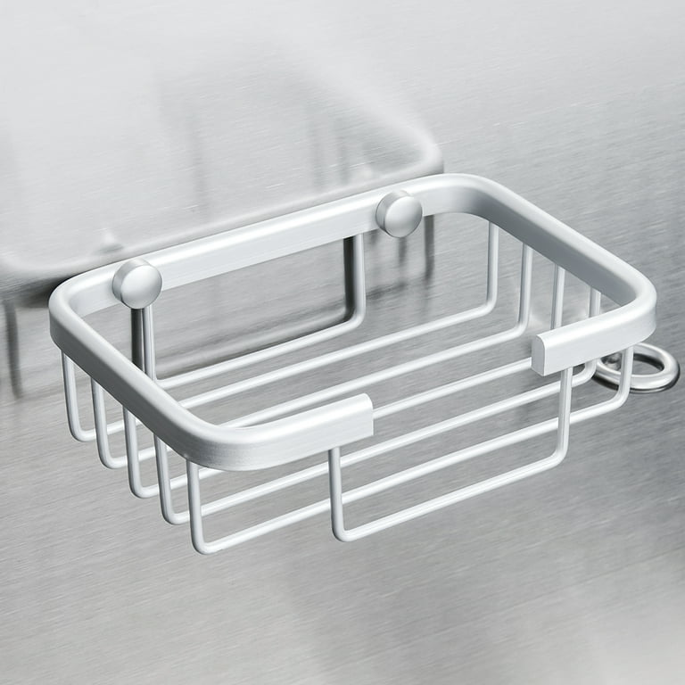 mDesign Metal Bathroom Shower Caddy Station, Brushed Stainless Steel