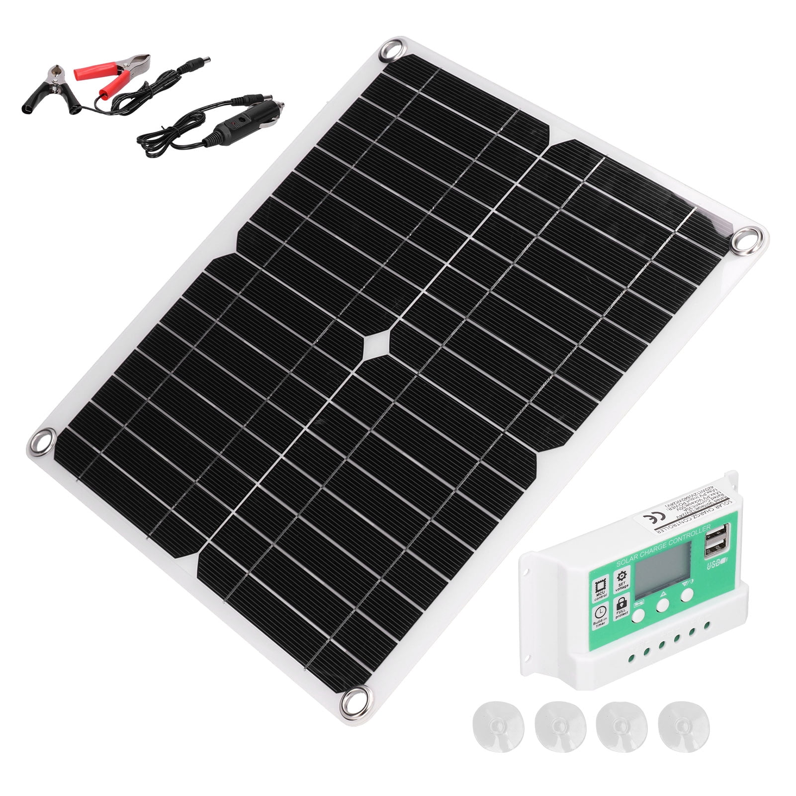 Rupoun 40W 18V Monocrystalline Silicon Flexible Solar Panel Kit with 30A Controller, Waterproof Photovoltaic Module for RV Marine Boat Car Camping Charging (11.02x11.02 inches / 28x28 cm)