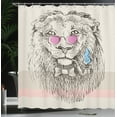 thumbnail image 4 of Ambesonne Animal Shower Curtain, Lion Head Hipster Style, 69"Wx75"L, Pale Blue Pale Pink, 4 of 5