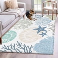 thumbnail image 2 of Coastal Washable Rug 2.7x5 Area Rug for Living Room Bedroom Non Slip Indoor Floor Rectangle Carpet Soft Low Pile Large Summer Beach Nautical Coral Starfish Entryway Rugs for Dining Room Office Home, 2 of 9