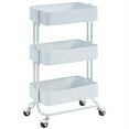thumbnail image 2 of Linon Solid Metal 3-Tier Rolling Storage Cart, White Finish, 2 of 6