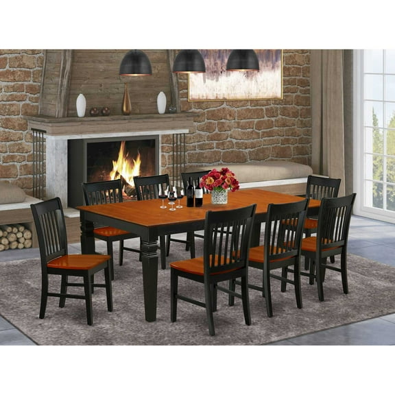 East West Furniture Dining Room Set Black & Cherry, LGNO9-BCH-W