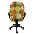 thumbnail image 3 of Floral Office Chair Slipcover, Ornamental Design Vintage Effect Blooming Chrysanthemum and Lily Flowers with Leaves, Stretch Decorative Fabric Cover, Standard Size, Multicolor, by Ambesonne, 3 of 5