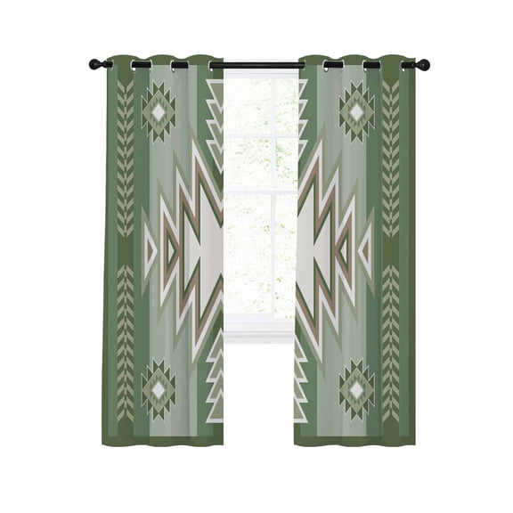 Sage Green Boho Blackout Curtains 72 Inches Long for Bedroom, American Native Southwest Abstract Art Thermal Insulated Room Darkening Black Out Window Curtain Panels Grommet Drapes for Living Room