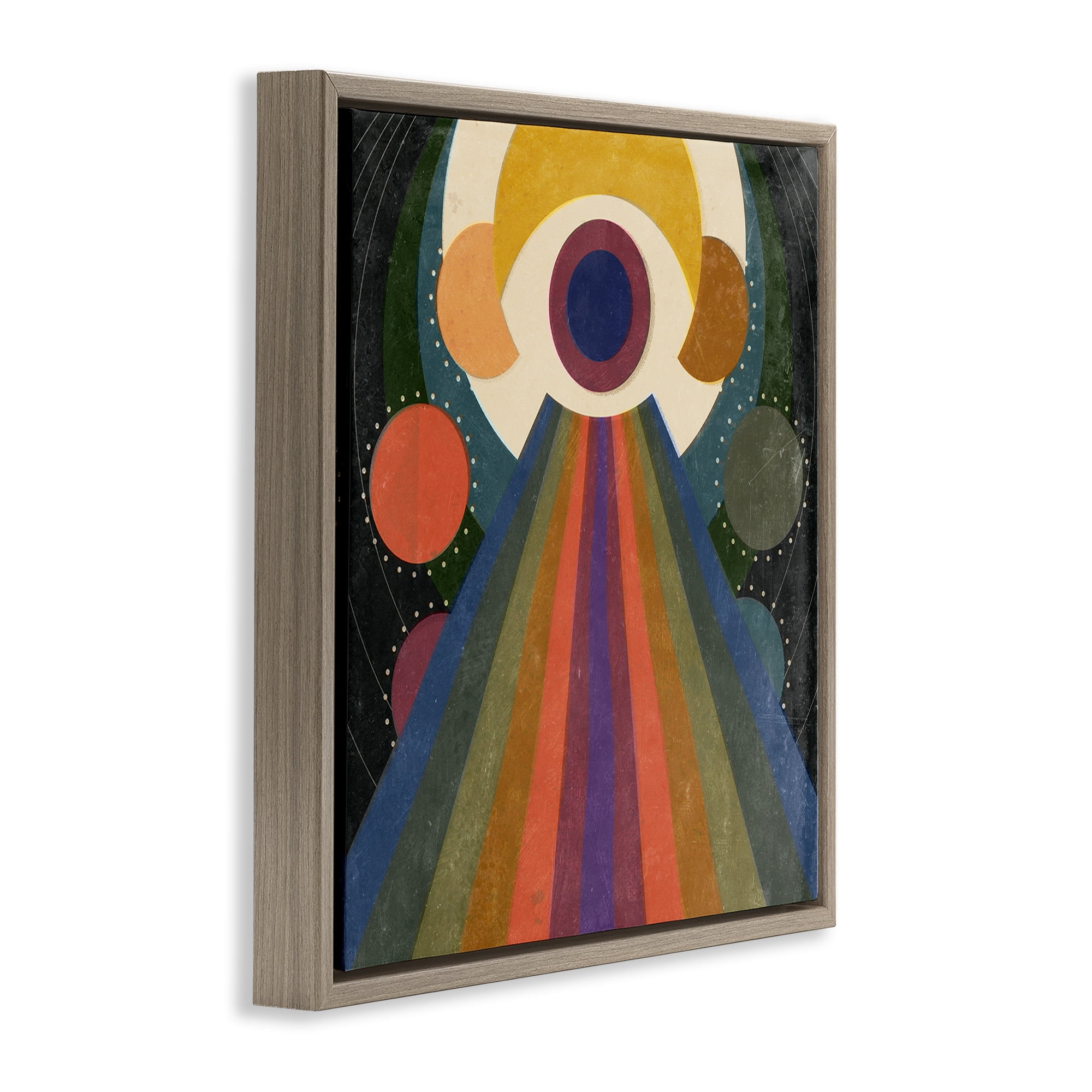 Stupell Industries Spiritual Eye with Rays Abstract Painting Brown Floater Framed Canvas Art Print Wall Art, 25 x 25