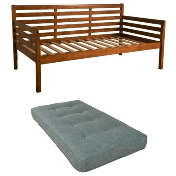 Home Square 2-Piece Set with Daybed Mattress & Daybed in Medium Brown