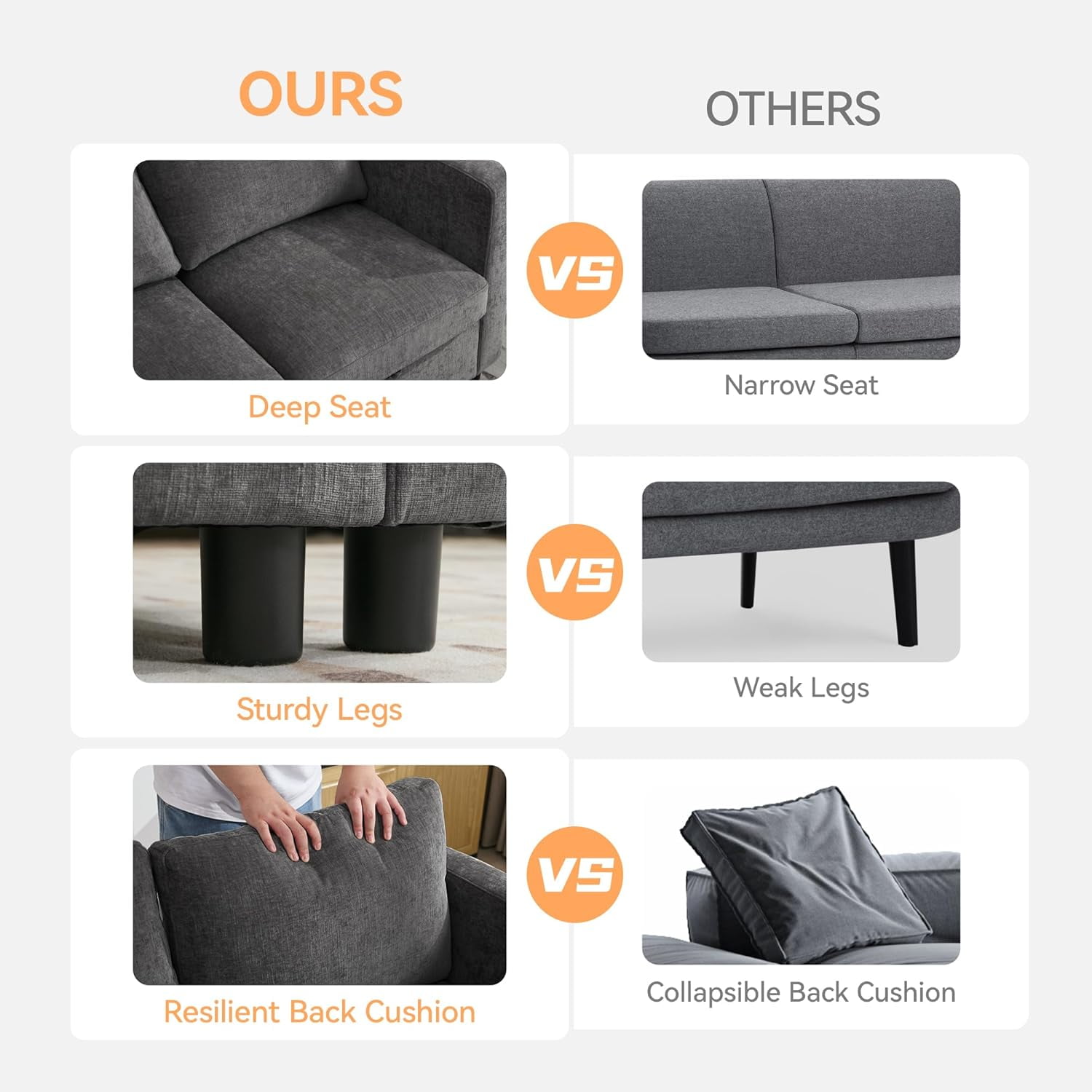 107”Modular Sectional Sofa Convertible U Shaped Sofa Couch Set with Storage for Living Room, Modern 6 Seater Modular Sectional Couch with Movable Ottoman, Chenille Dark Grey