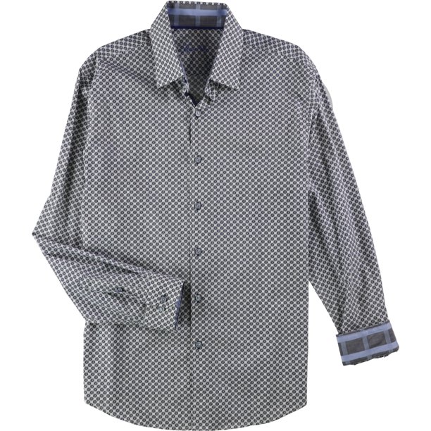 Camisa de vestir con Botones y Estampado de escudo Tasso Elba para hombre blanca mediana