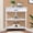 Milk White, variant on YWEN 33.86" Corner Table, Wood 3 Tier Triangle Side Table Corner Shelf Stand with Solid Wood Legs 1 Drawer & 2 Storage Shelves for Living Room Small Space