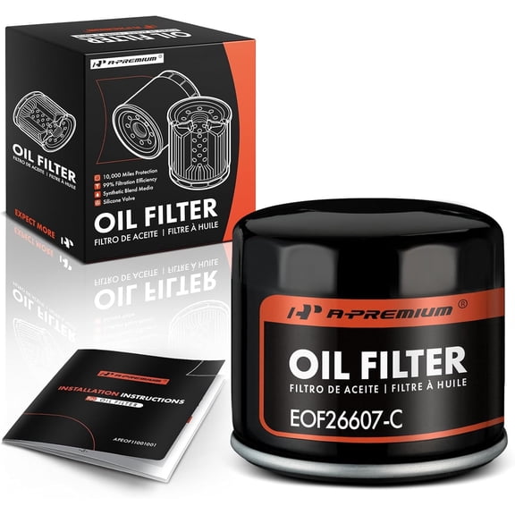A-Premium 10K Miles Protection Spin On Oil Filter Compatible with Ford & Chevy & for Toyota & for Honda & Nissan & Subaru & Kia & Mazda & Mitsubishi & Infiniti & Smart, Replace# 15208AA09A, PH6607
