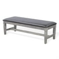thumbnail image 3 of Camie Dining Bench- 56 Inch Faux Leather Seat- Gray Mahogany Wood, 3 of 6