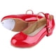 thumbnail image 1 of Zapatos de claqué de cuero sintético rojo brillante estilo baile de paso para niñas, 1 of 8