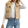 thumbnail image 4 of cfhntfmh Cropped Jackets for Women Warm Fleece Sleeveless Zip up Quilted Vest Fashion Lightweight Collared Puffer Coats, 4 of 7