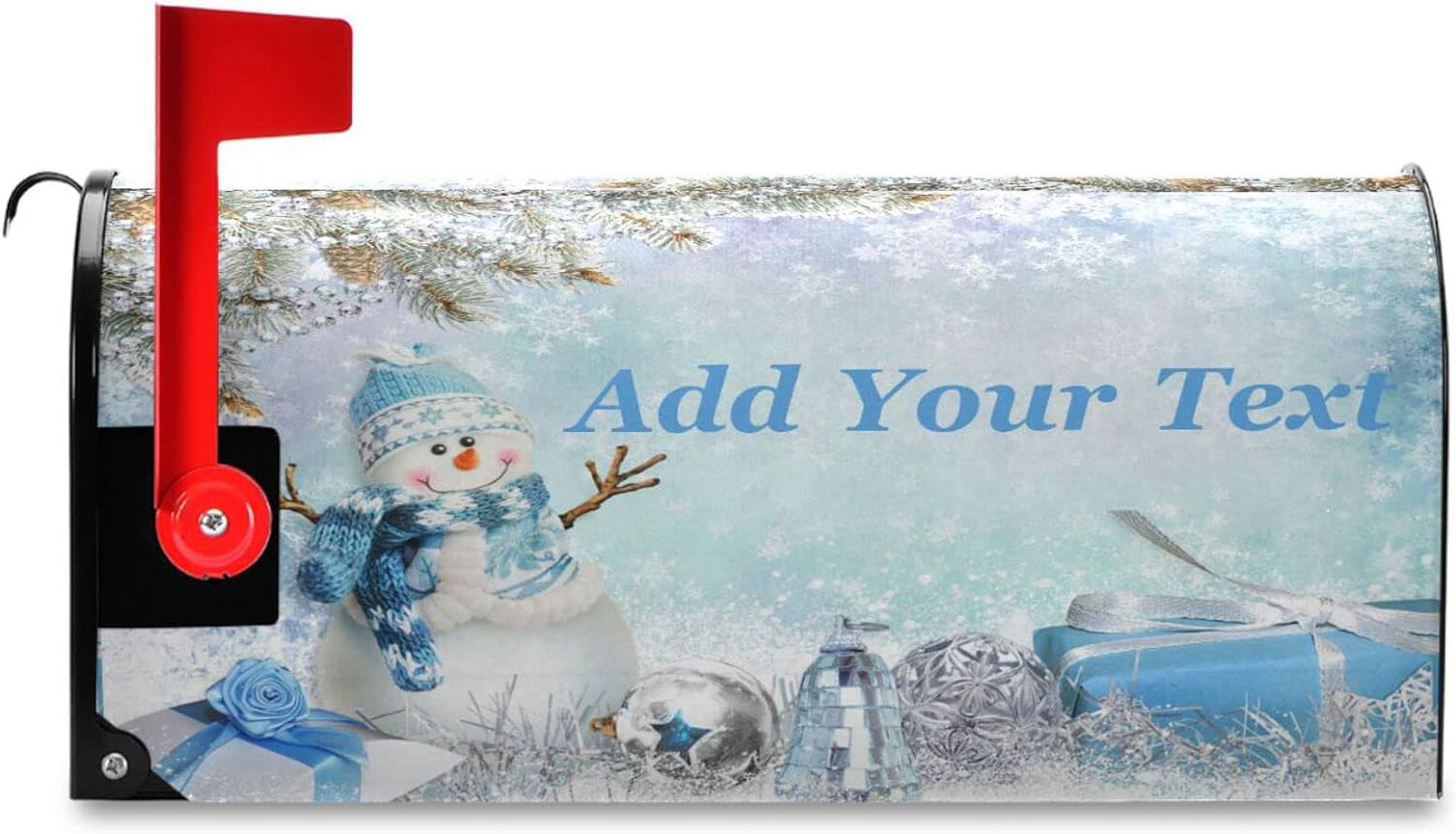 Personalized Winter Snowman Mailbox Cover Christmas Xmas Snowflakes Mailbox Covers Magnetic Large Oversized 21"X25.5" Mailbox Wraps Post Letter Box Cover Garden Decorations