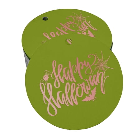 Inkdotpot Happy Halloween Halloween Bottle Tag Real Rose Gold Foil Favor Hang Tags 100 Pack
