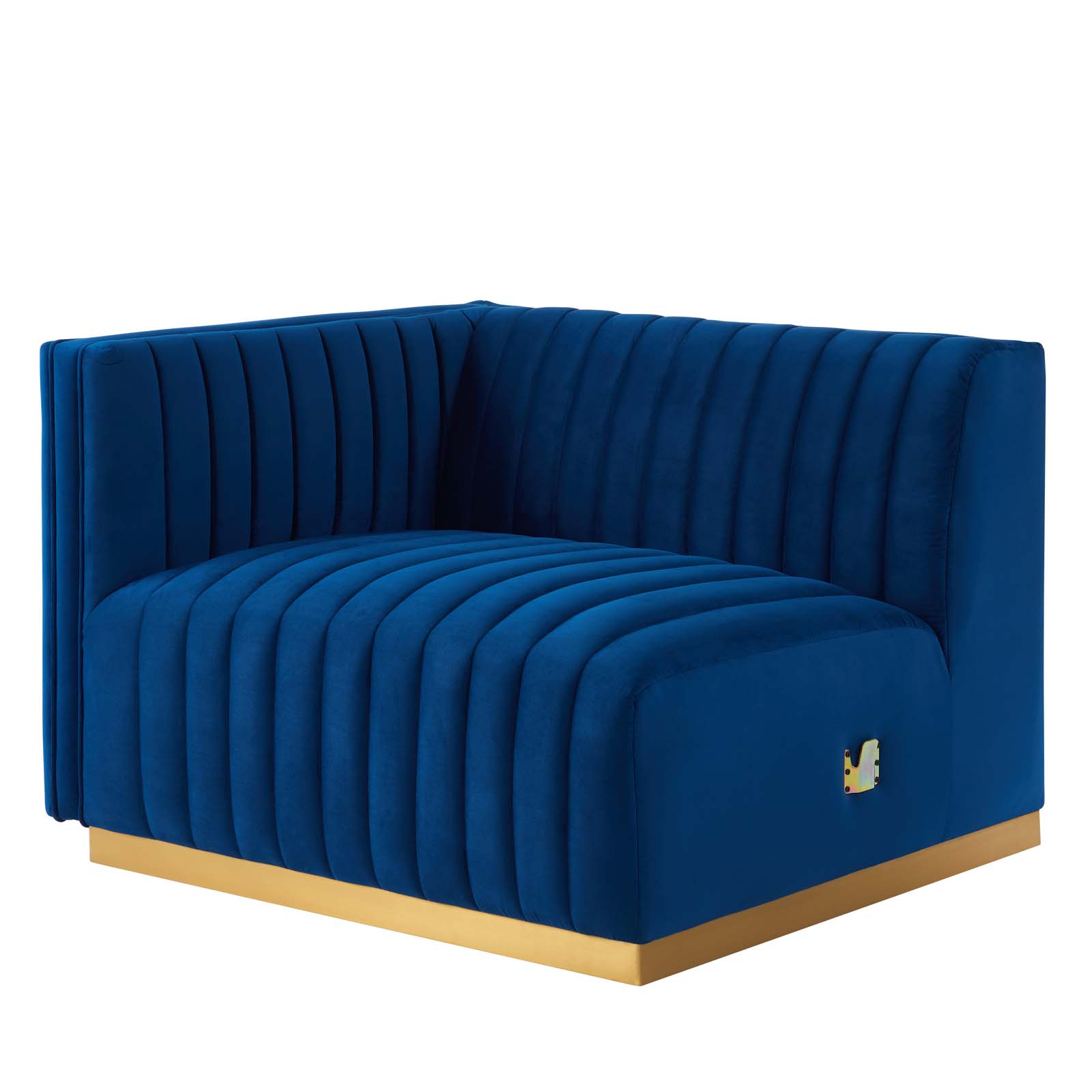 Modway Conjure Channel Tufted Performance Velvet Loveseat in Gold Navy