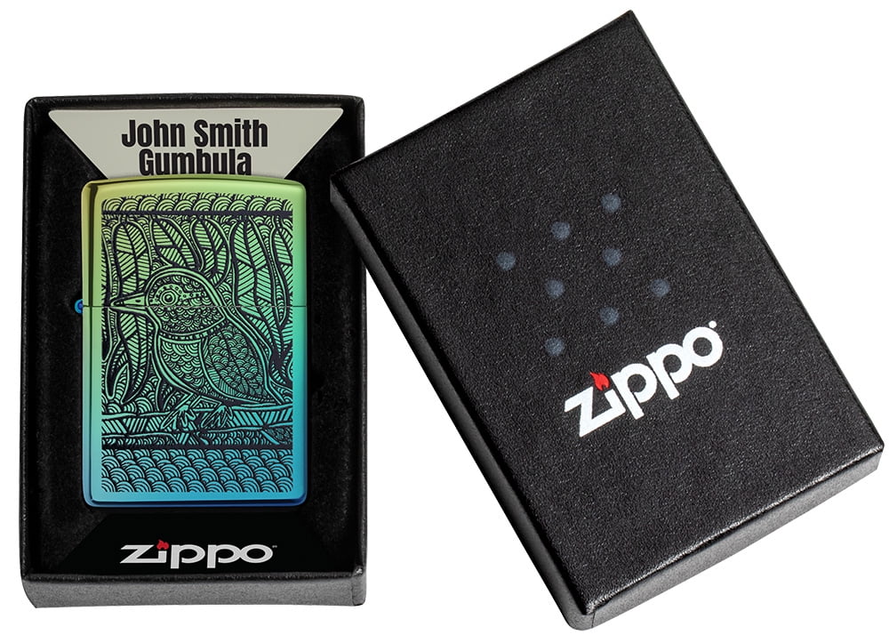 Zippo John Smith Gumbula Bird Design High Polish Teal Pocket