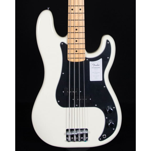 Fender Standard Precision Bass 4-String Right-Handed Electric Guitar with Maple Fingerboard and Black Pickguard (Olympic White)