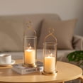 thumbnail image 6 of Gold Candle Sconces Wall Decor: Set of 2 Wall Candle Holder for Pillar Candles - Modern Metal Hurricane Lantern Decoration for Indoor Porch Fireplace Bathroom Living Room, 6 of 6