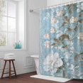 thumbnail image 5 of White Flowers Leaf Fabric Shower Curtain Vintage Plant Leaf Washable Shower Curtains for Bathroom, Waterproof Bath Curtain with Hooks Home Decor 72x84in, 5 of 8