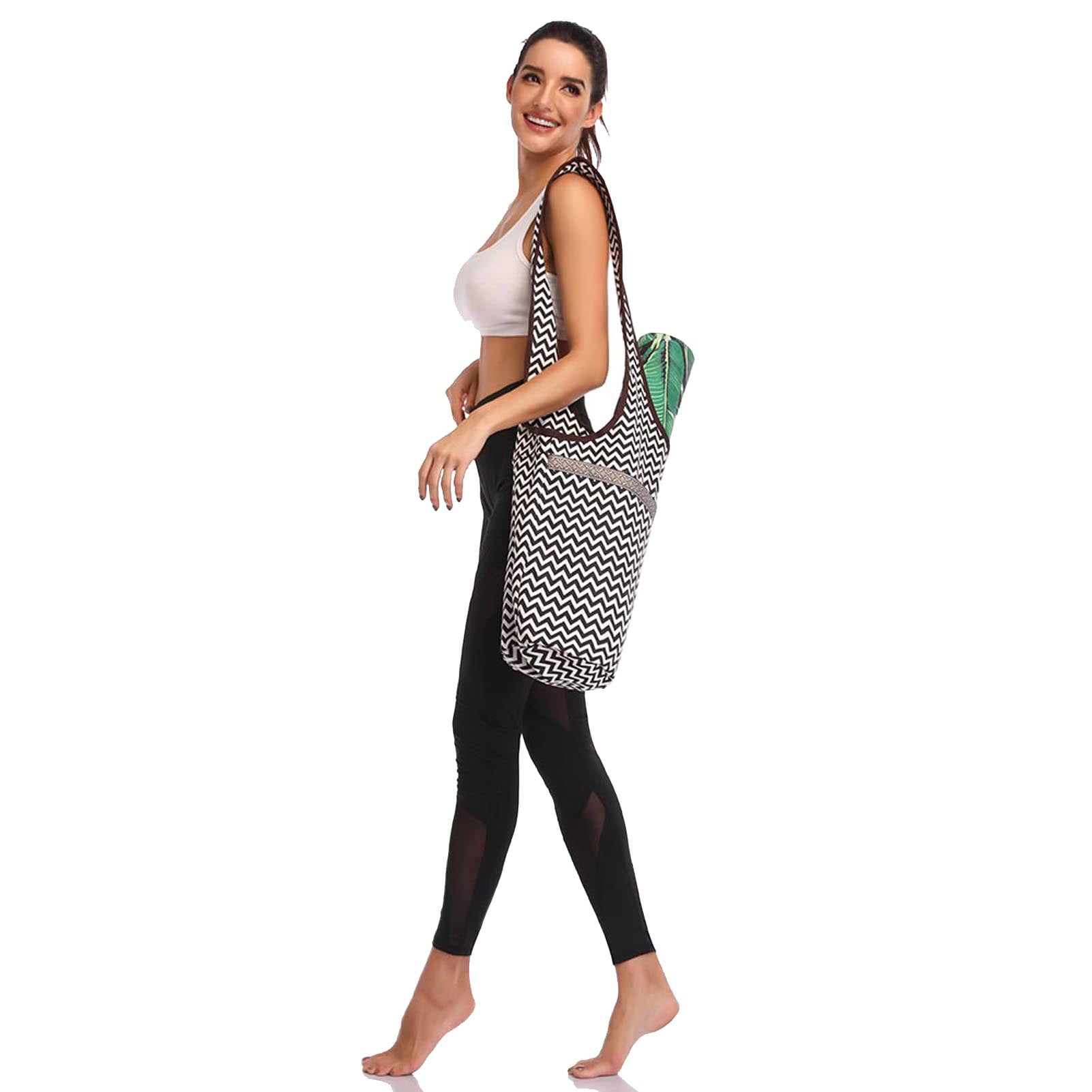Yoga Mat Bag Tote Sling Carrier With Large Pocket & Zipper Pocket Fits Most FI 